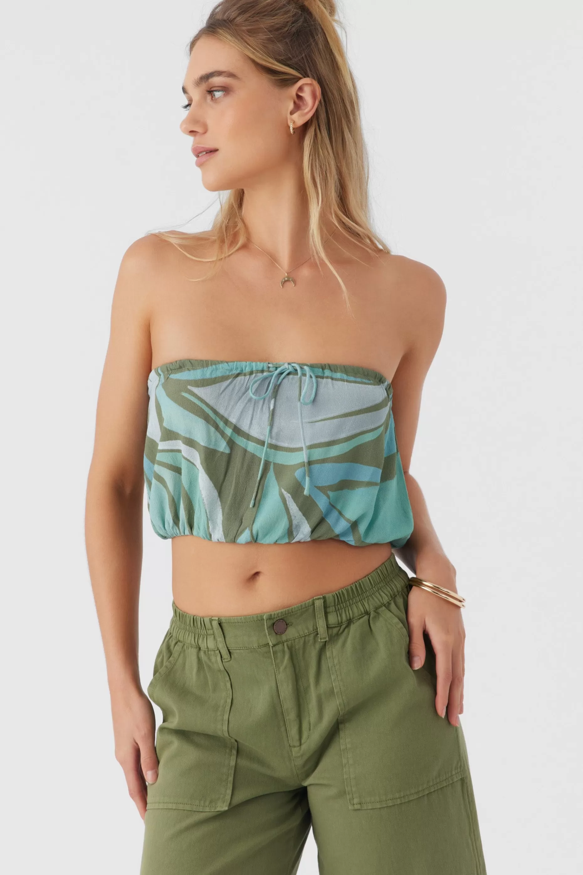 O’Neill DANNY LORETA PRINT STRAPLESS CROP TOP^Women Tops