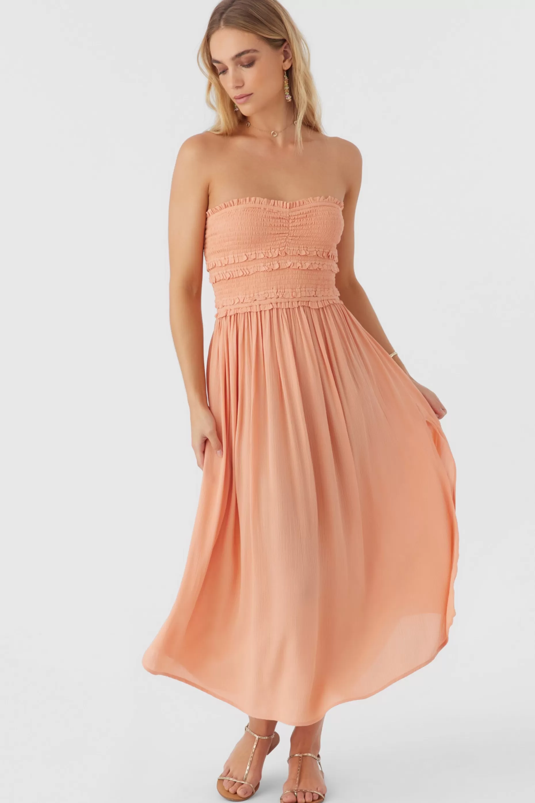 O’Neill DEVYN SMOCKED STRAPLESS MIDI DRESS^Women Dresses