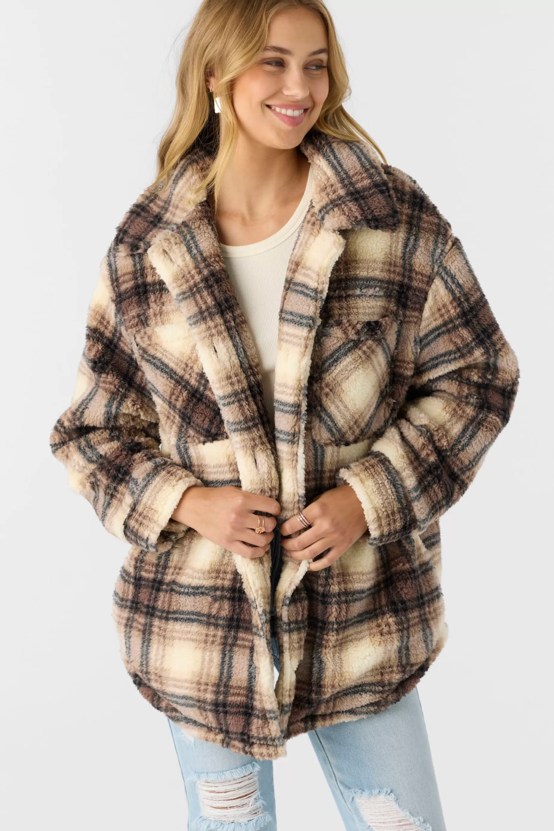 O’Neill HEATH PLAID HIGH PILE FLEECE JACKET^Women Jackets