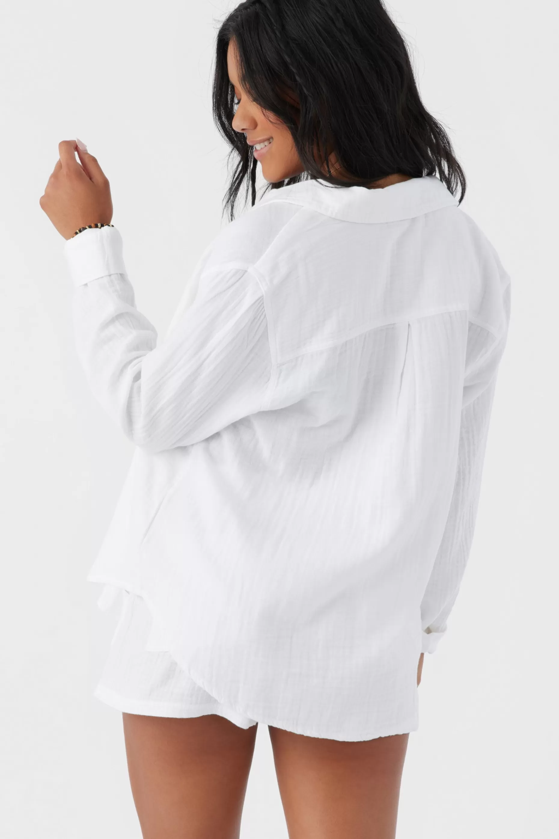 O’Neill LENI CRINKLE DOUBLE GAUZE BUTTON DOWN SHIRT^Women Cover-Ups