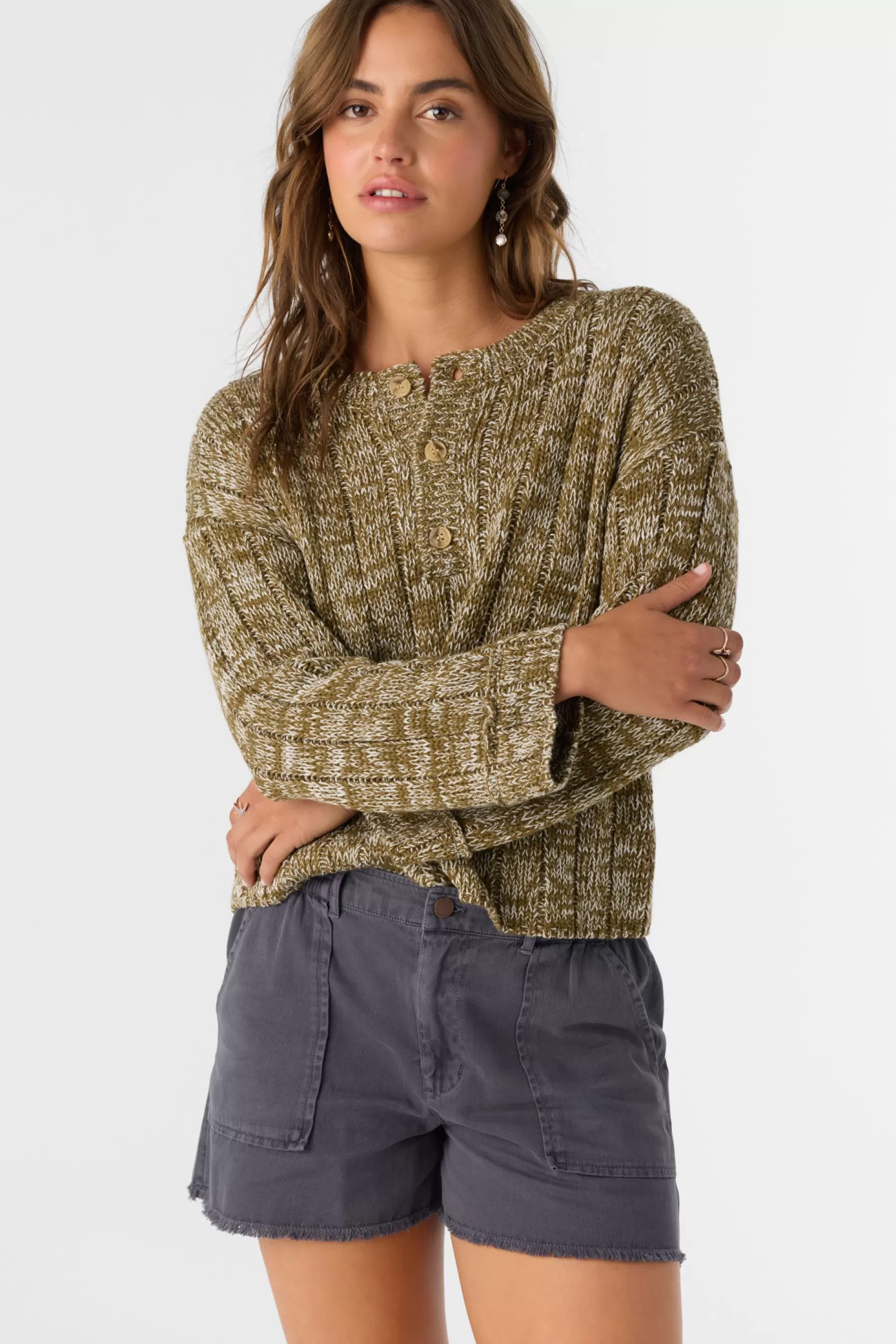 O’Neill OCEANFRONT HENLEY LONG SLEEVE SWEATER^Women Sweaters, Hoodies & Fleece