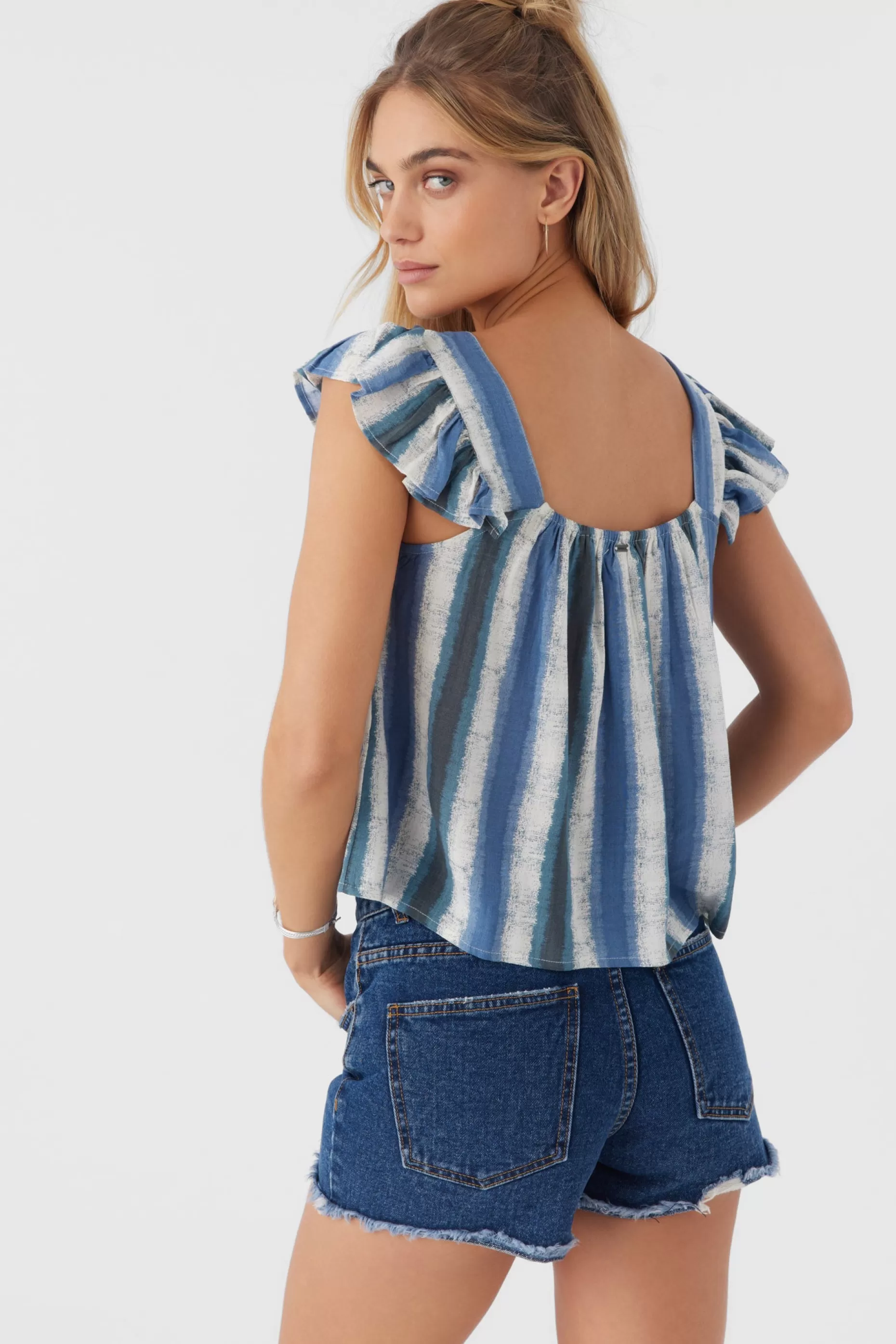 O’Neill SYNDIE FADE STRIPE RUFFLE SLEEVE TOP^Women Tops